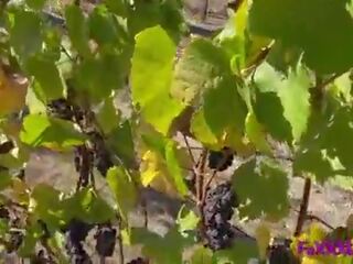 Outside vineyard adult clip with busty seductress