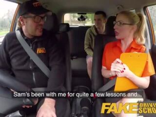 Fake Driving School Exam failure launches to grand provocative blonde car fuck
