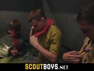 Tiny gay fellow scouts woken up by leader to fuck-SCOUTBOYS&period;NET
