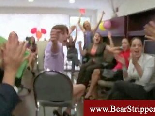Bear stripper stuffs office girls mouths