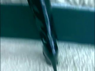 Črno thigh visoko boot x ocenjeno video s a dugonog rjavolaska