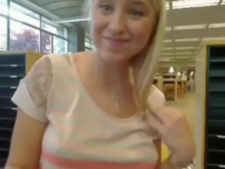 Blond young female squirts in public school - more vids of her on freakygirlcams.co.uk