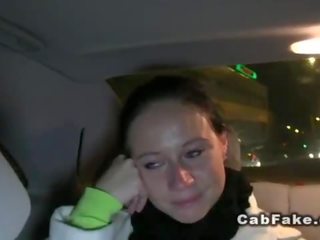 Cheated busty babe fucks in taxi