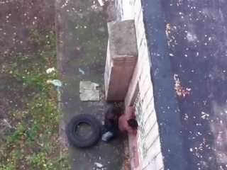 Amateur couple caught fucking outdoors